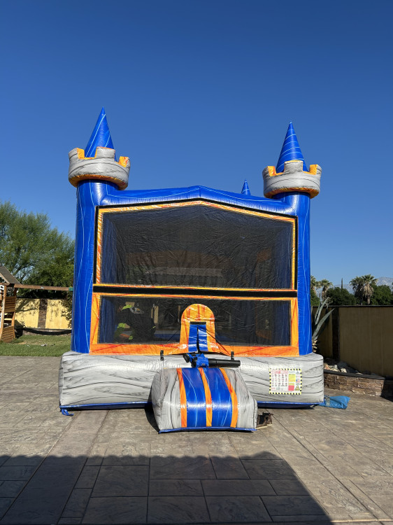 Blue knight bounce house