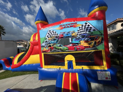 Racing Car Bounce house with slide